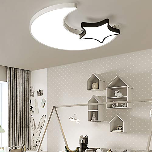 Creative LED Ceiling light, CraftThink Fancy Acrylic Kids Room LED Ceiling Lamp Cloud/Moon and Star Shape Chandelier Light for Living Room Bedroom Kids Room (A: Mond & Star)
