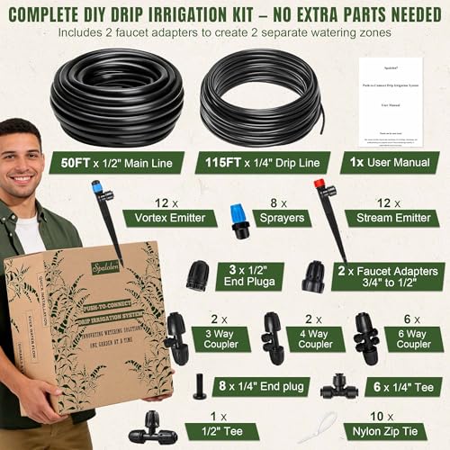 Système d'irrigation goutte à goutte avec raccords rapides pour un arrosage de jardin sans fuite