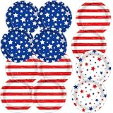 60pcs 4th of July Party Supplies Set American Flag Patriotic Party Paper Plates Disposable Red White Blue Star Dinnerware for Veterans Election Day 4th of July Independence Day Decorations Serve 60