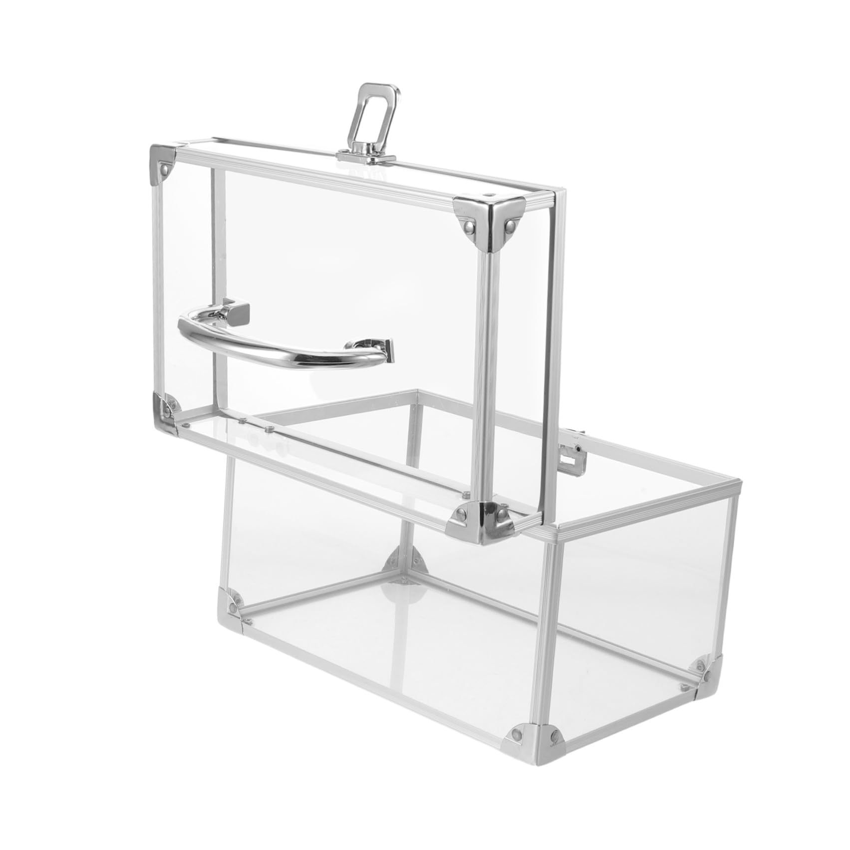 Toyvian Scatola Portadischi in Acrilico Trasparente Manico in Metallo, Organizer Portatile Multifunzione per Vinili e Dvd, per Feste e Studio