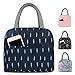 Buringer Reusable Insulated Lunch Bag Cooler Tote Box with Front Pocket Zipper Closure for Woman Man Work Picnic or Travel (Dark Blue)