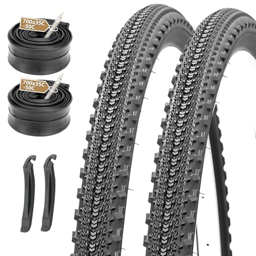 MOHEGIA 700c Gravel Bike Tires Set: 2-Pack 700x42c/42-622 mm Folding Bicycle Tires All-Terrain and...