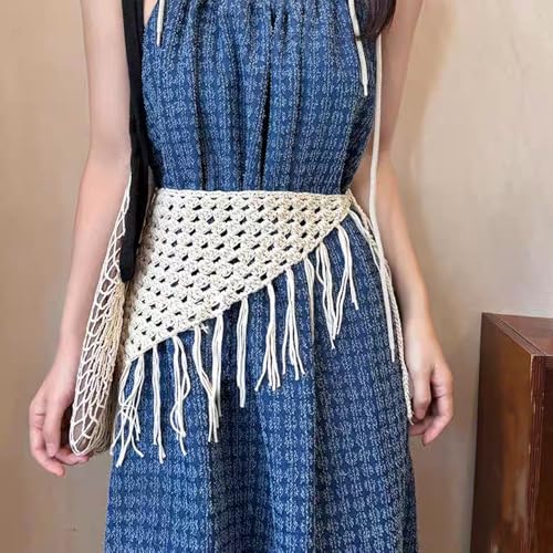 Sexy Hollow Out Mesh Braid Belt for Women,Boho Tassle Skirts Jeans Waist Belt,Bikini Cover Up Swimwear Headscarf3