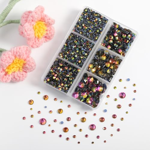 Image of BEADSLAND Hotfix Rhinestones, 4000 PCS Rainbow Rhinestones for Clothes Crafts Mixed 6 Sizes with Wax Pencil and Tweezers Kit, SS6-SS30, Rainbow