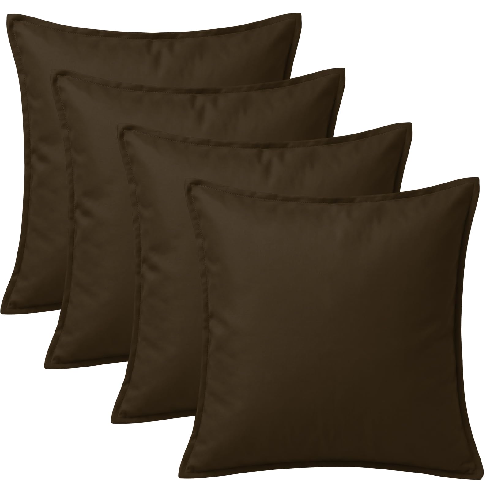 4 Pack Waterproof Outdoor Garden Scatter Cushions 60x60cm, Filled Seat Cushion Pads with Hollowfibre Filling & Invisible Zip, Decorative Throw Pillows 24"x24" for Rattan Sofa, Patio (Brown)