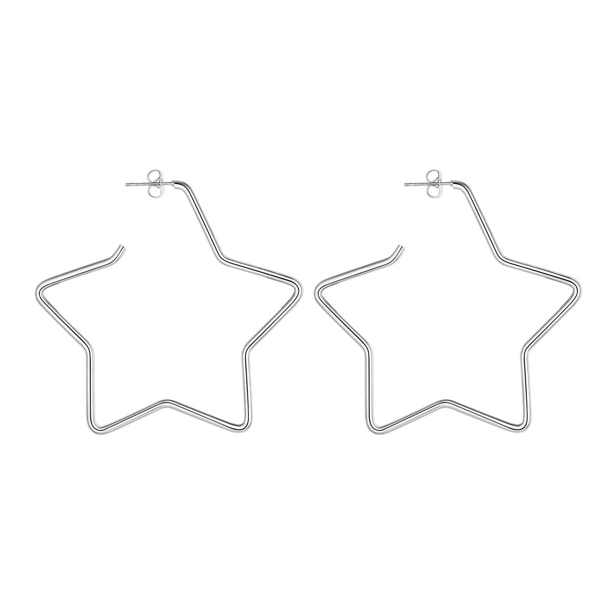 FOCALOOKPendientes Corazón/Estrella Acero Inoxidable 316L para Mujeres Muchachas, Joyería Estilo Simple Minimalista de Moda para Madres Hijas Amigas