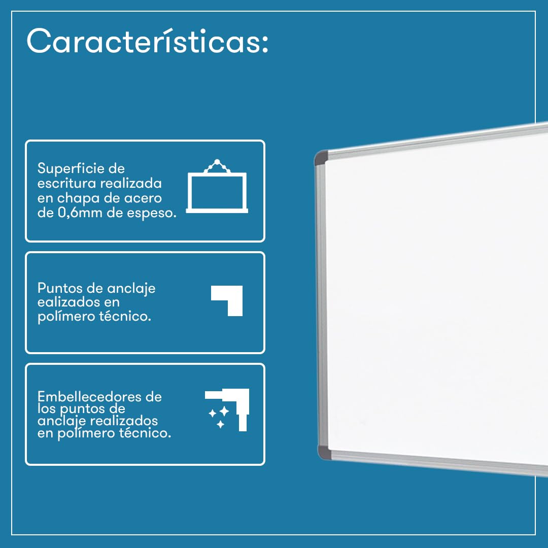 Rocada | Pizarra Blanca Magnética 200 x 120 cm - Marco de Aluminio - Pizarra de Pared Grande - Borrado en Seco - Para Oficina y Aula