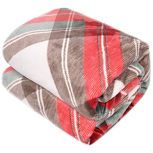 Homritarultrasoftthrowblanketwithplaidcozyflannelfleeceluxuryblanketforbedsofaandcouch50x60inchred  Urban Country Home Decor Homritar ultra soft throw blanket with plaid cozy flannel fleece luxury blanket for bed sofa and couch 50 x 60 inch red  urban country home decor