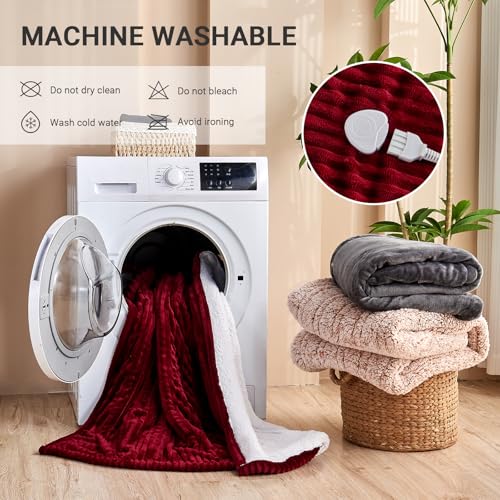 Image of Heated Blanket Electric Queen, Soft Flannel Heating Blanket with 8 Hours Auto Off 10 Fast Heating Levels Machine Washable Sherpa Heated Blanket with Overheating Protection