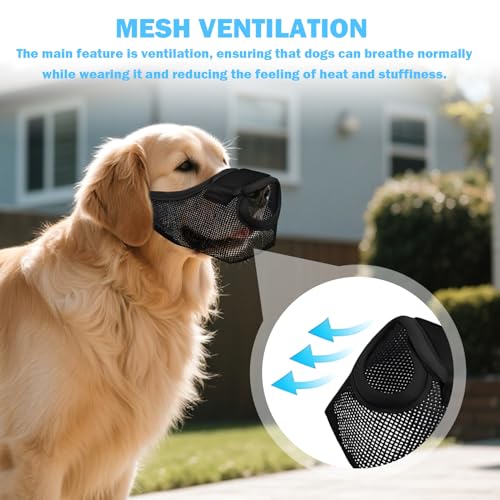 Dog Muzzle,Soft Air Mesh Pet Muzzle for Large Medium Small Dogs,Breathable,Adjustable,Black - M