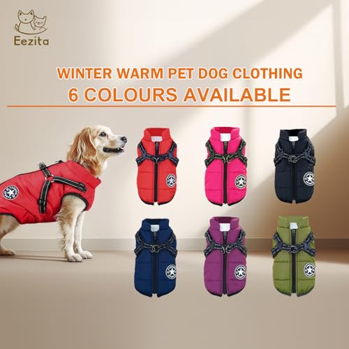 Eezita Winter Puppy Coat waterproof, reflective jacket to keep small pets warm and visible in snow rain,for Small Medium Dogs (blue XL) - Image 3