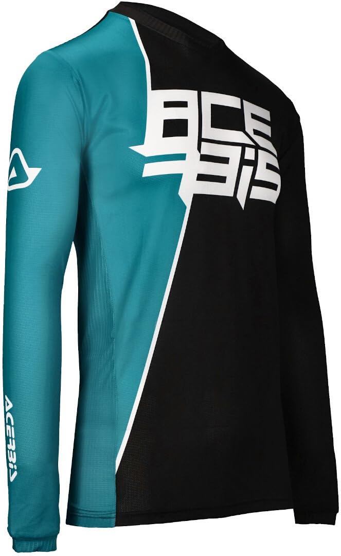 Acerbis MX J-Track 7 Maglia Motocross, Nero/Ciano, XL