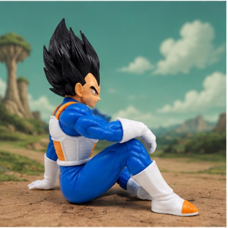 Image of Premium Action Figures Collectible for Office Desk, Study Table, Car Dashboard, Decoration for Anime Lovers, Fans, Kids, Collectors (Vageta Sit 16cm)
