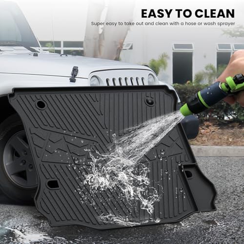 Image of LASFIT Cargo Mat for Jeep Wrangler JK 2011-2018 4 Doors Without Subwoofer | NOT for JL or 2-Door, All Weather, TPE, Custom Fit, Cargo Mat, Trunk Liner, Black