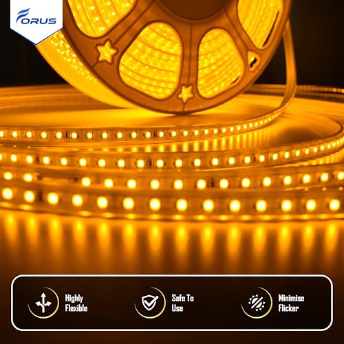 Image of Forus LED Rope Light 1 Meter Outdoor Waterproof Decorative Cove Lights for Ceiling, Balcony, Home Decor, Interior Decoration, Flexible Profile Light for Diwali, Christmas - Amber