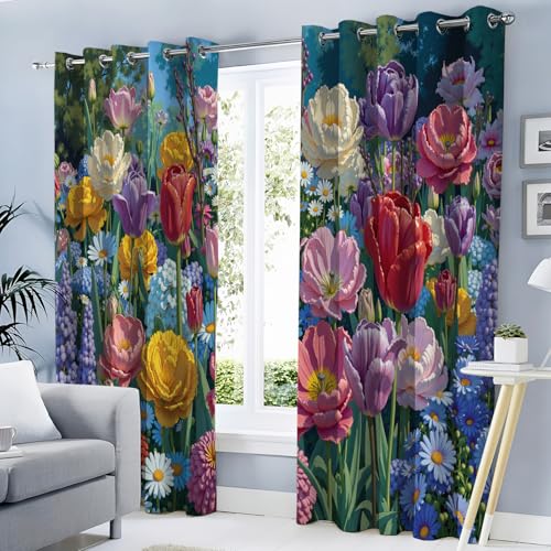 GDJSMIN Garden Ornamental Plants Blackout Curtains 84 Inches Long 2