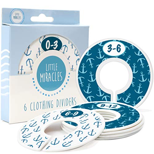 Image of Baby Closet Size Dividers - Nautical Nursery Closet Dividers for Baby Clothes - Dividers by Month for Baby Boy Nursery Decor - Baby Closet Dividers for Clothing Racks - [Nautical]