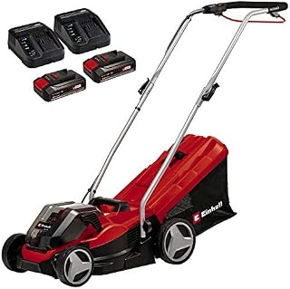 Einhell Akumulatorowa kosiarka GE-CM 36/33 Li Kit Power X-Change (36 V, 33cm szerokości cięcia, do 250 m2, 30L worek zbierający, 25-65 mm wysokość cięcia, w 2x 2,5 Ah akumulators i 2x ładowarkae)