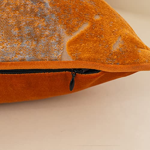 Yangest Rust Orange Monstera Leaf Velvet Throw Pillow Cover Vintage Textured Cushion Case Neutral Palm Pillowcase For Sofa Couch Bedroom Living Room Home Christmas Decoration,18X18 Inch #TOP3