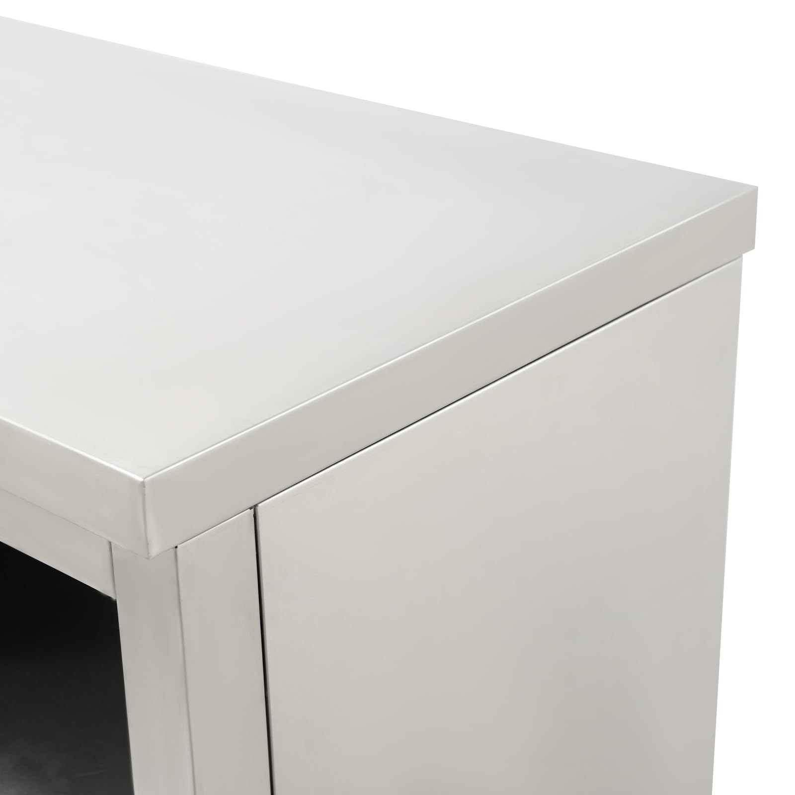 Armadio da lavoro in acciaio inox, con ante scorrevoli, piano di lavoro, armadio scorrevole, 120 x 50 x 86 cm
