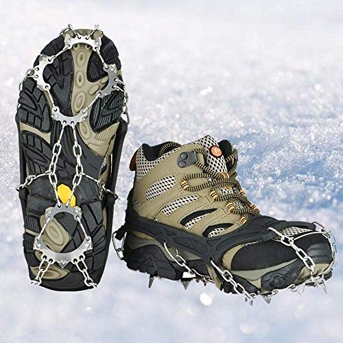 Uelfbaby Crampons 13 Spikes Ice Snow Grips Traction Cleats System Safe Protect for Walking, Jogging, or Hiking on Snow and Ice