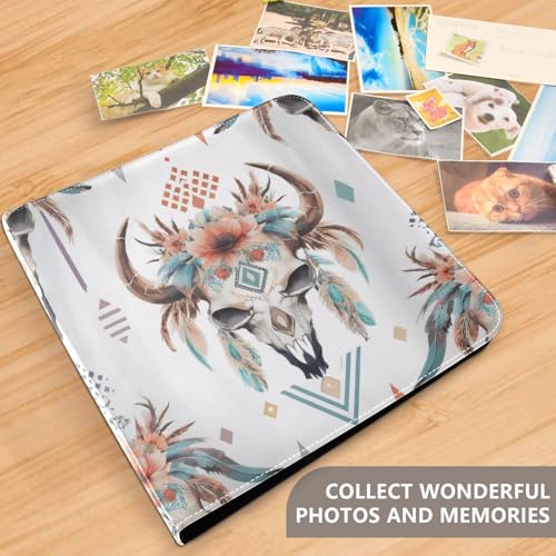 Álbum de Fotos Autoadhesivo DIY Scrapbook Álbum Retro Calavera de Vaca Flor 3 Anillas Libro de Fotos 40 Páginas 8x10 para Memoria miniatura 5