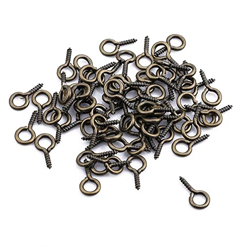SIFDNRGNFN Ringschraube 200 Stücke Kleine Winzige Mini Auge Pins Eyepins Haken Ösen Schraubengewinde Gold Rhodium Clasps Hooks for DIY. Schmuckfunde öSenschraube (Color : Bronze, Größe : 6.5x13mm) Cover