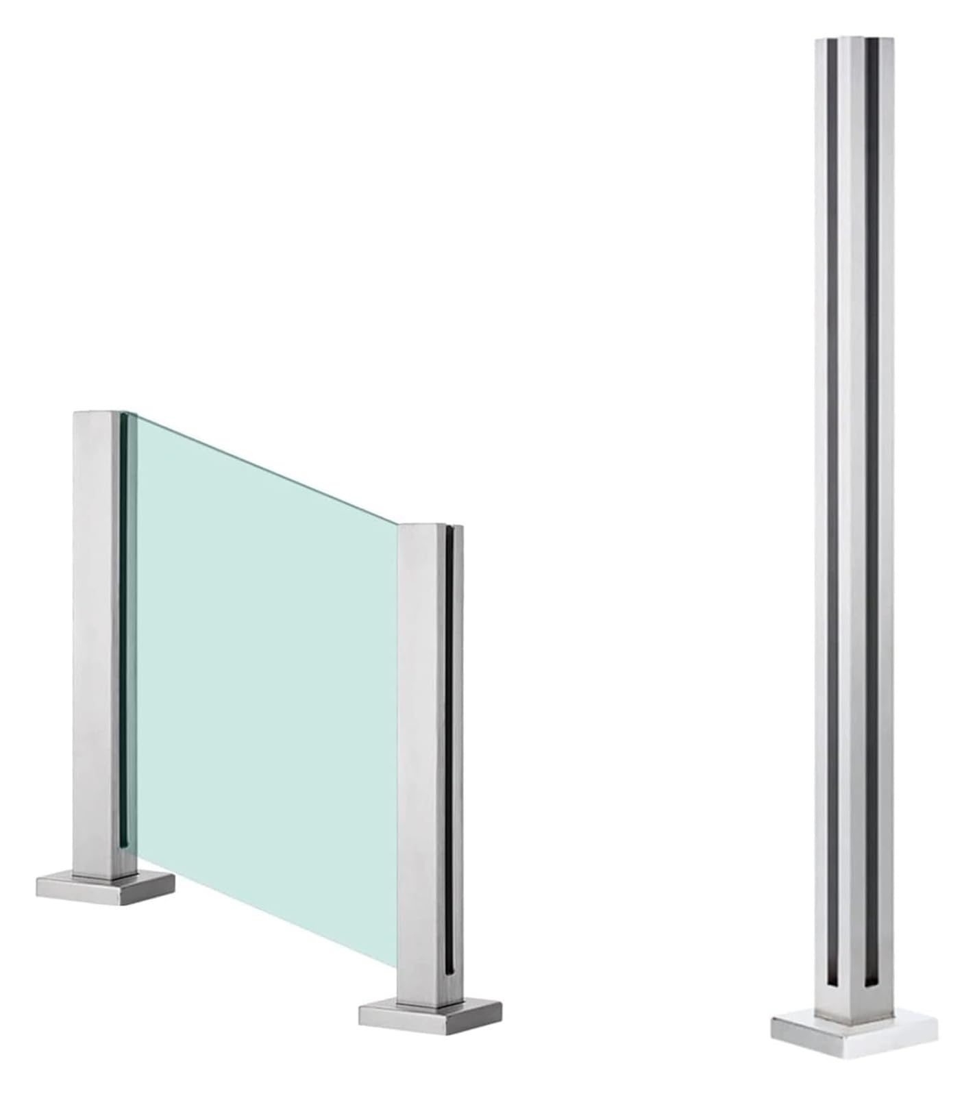 Poteaux de balustrade avec système de serrage robuste pour pinces à verre de balcon