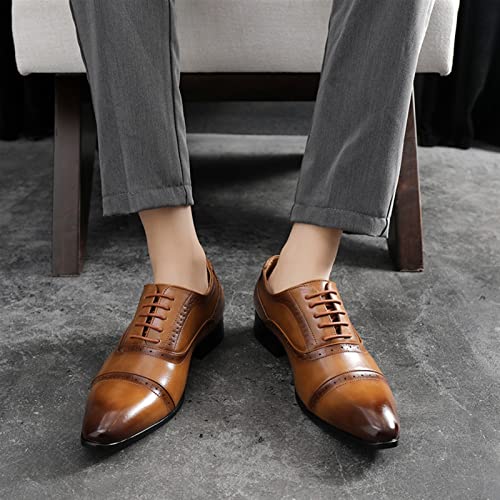 Single Season Formal Dress Shoes for Men Lace Up Cap Toe Burnished Toe PU Leather Anti-Slip Non Slip Low Top Block Heel Slip Resistant Classic Very Popular Among Young People3