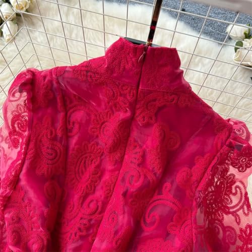 Women Formal Evening Dress Crochet Lace Embroidered Long Sleeve Wedding Party Dresses4