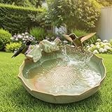 CPWWSXPG Light Green Ceramic Heavy-Duty Outdoor Garden Wild Bird Bath Bowl/Feeder (Bowl Only)