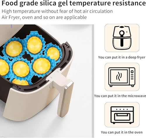 Image of LANFFIA 6 Pcs of Air Fryer Liners Air Fryer Accessories Silicone Baskets /Pots /Liners with Oil Brush and Spatula Set Pack of 8