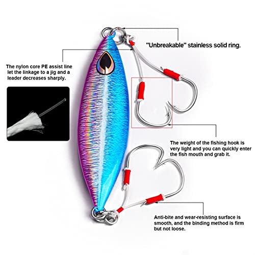 HNHYNSY Angelhaken 1Pack Langsame Schmuckhaken 1/0 2/0 3/0 4/0 Hoher Kohlenstoffstahl Doppel-Jig Fishhooks unterstützen… – Bild 6