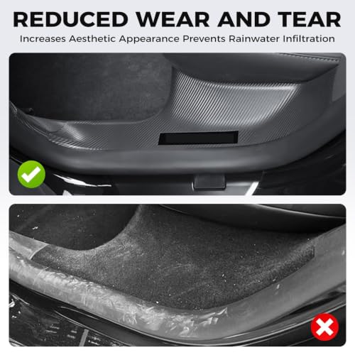 Image of 8Pcs Door Sill Protector for Tesla Model 3 Highland 2023 2024 2025 2026, Carbon Fiber Anti-Scratch, Highland Kick Protection Pad Interior Accessories, Friction Resistant, Easy Install