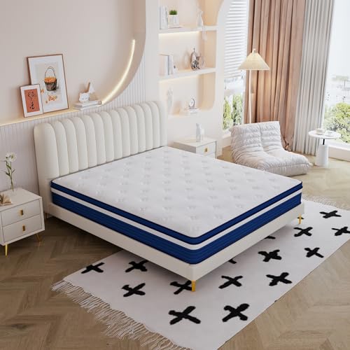 Bed Bath & Beyond IFLUOUS 10in. Innerspring Hybrid Pressure Relief and Cooling Plush Mattress with CertiPUR-US, SGS and Oeko-TEX Certified Twin