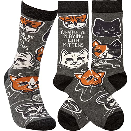 Chaussettes socquettes multicolores I'd Rather Be Playing with Kittens 113095 Primitives by Kathy