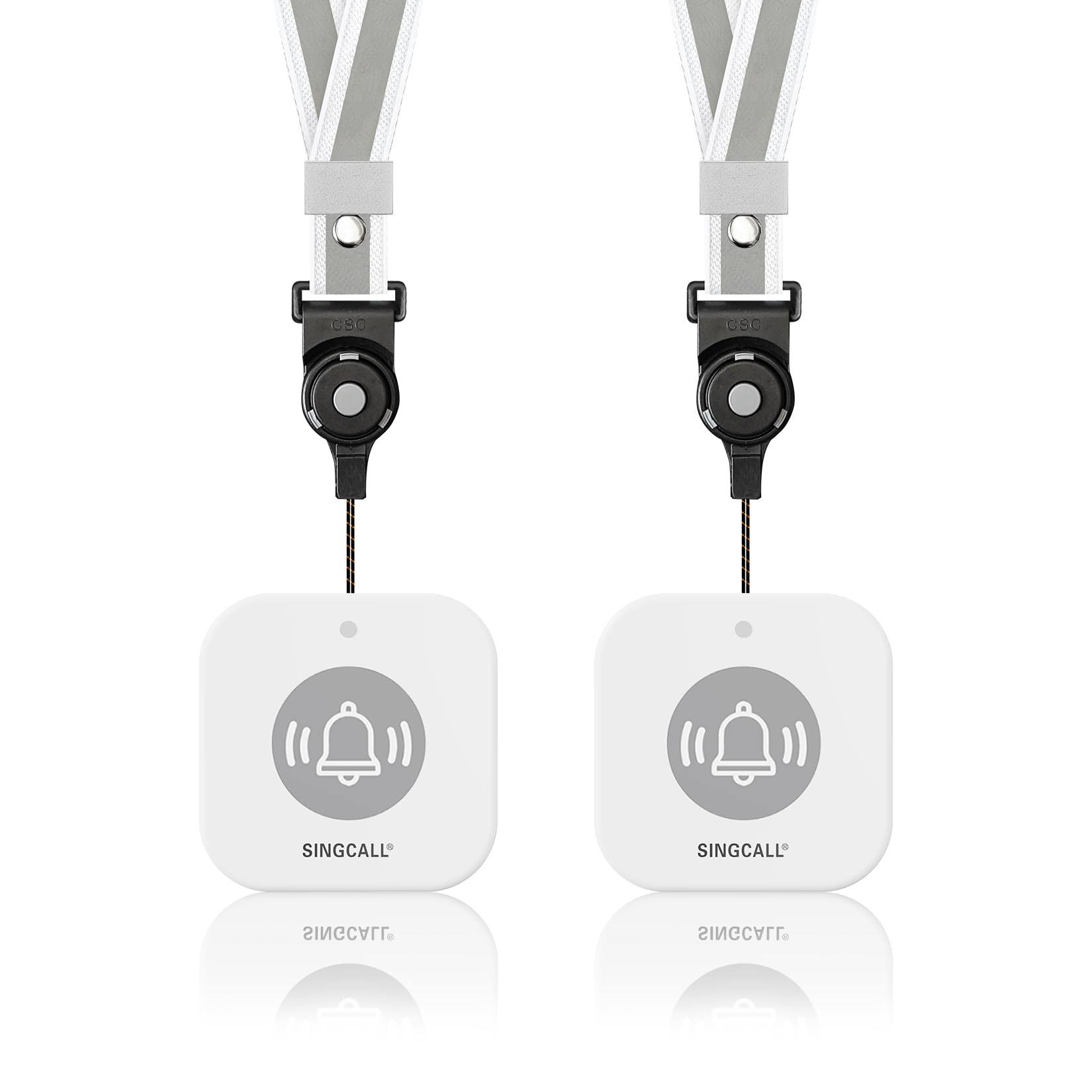 SINGCALL Wireless Portable Caregiver Pager Panic Alarm System Personal Alarm for Elderly/Kids/Pregnant/Patients Alert Call Button with Detachable Lanyard 2-Pack Emergency Call Buttons