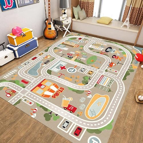 カーペット ラグ 道路 キッズ プレイマット 100*150cm ロードマップ 幼児 長方形 吸水 キッズ 子供部屋マット 防音 室内 カラフル 赤ちゃん 子ども部屋 子供部屋 保温 掃除簡単 プレイルーム 遊べる カラー 絨毯 洗える 女の子 男の子 子