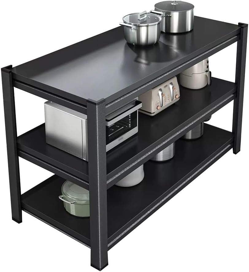 Kitchen Counter Shelf Microwave Rack Heavy Duty Metal Shelving Unit Stand Organizer Multifunctional Pot Storage Rack for Tableware Black (80x50x80cm)