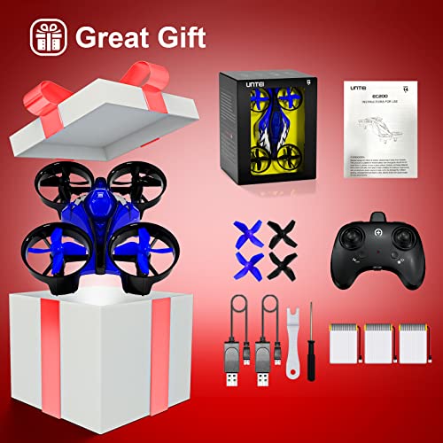 Untei 2 In 1 Mini Drone For Kids Remote Control Drone With Land Mode Or Fly Mode, Led Lights,Auto Hovering, 3D Flip,Headless Mode And 3 Batteries,Toys Gifts For Boys Girls (Blue) #TOP5