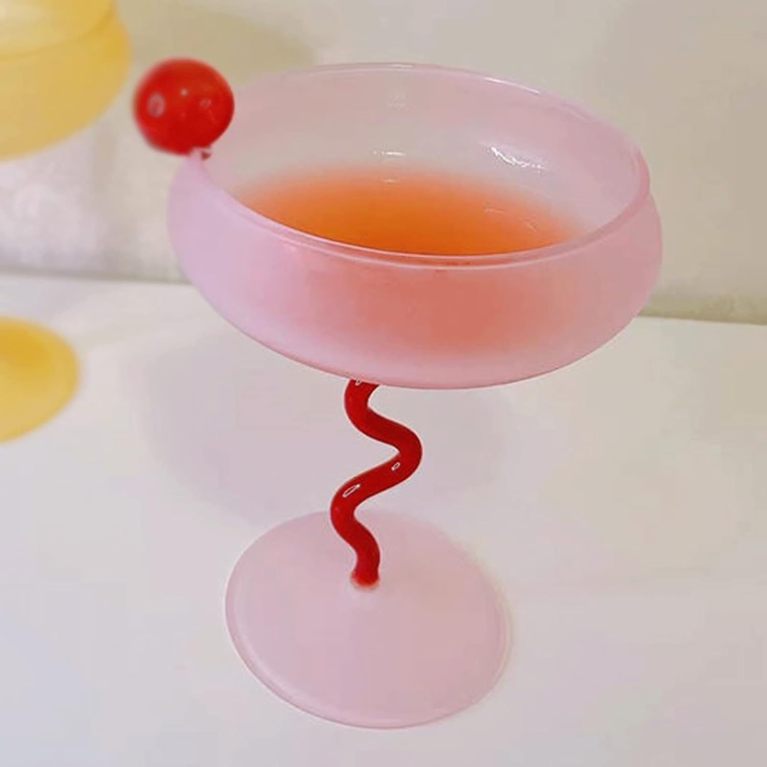 INLIMA Goblet Cute Slash Glass Cup Jelly Beans Twisty Goblet Drinking Glasses for Drinks Frosted Sweetmeats Cup Of Ice Cream Cereal Bowl