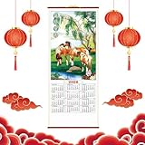 Calendario de Año Nuevo Chino 2026 Año del Calendario de Pared de Caballo 馬年吉祥 Calendar Lunar Chino Animales Calendario Monthly Hanging Calendar Decoración del Hogar para Organización Planificación
