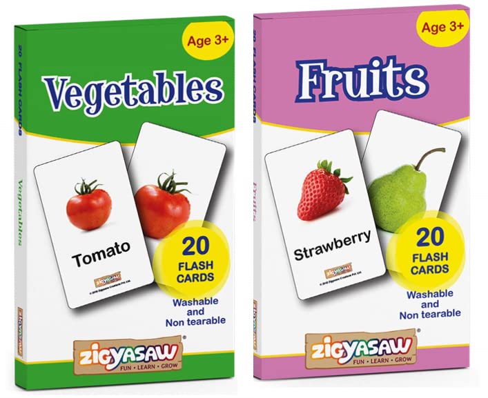 ZiGYASAW Colorful Flash Cards for Kids Early Learning | Fruits & Vegetables Flash Cards Combo for Age 4-7 Year Old - 20 Flashcards Each - Pack of 2 (B0BTSFYVPV) Amazon Price History, Amazon Price Tracker