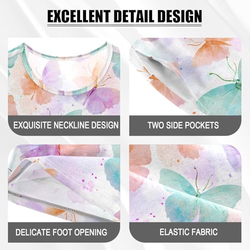 Colorful Butterfly Cartoon Pattern Summer Cute Pajama Sets, Short Sets for Daily Wears and Sleep Wears4