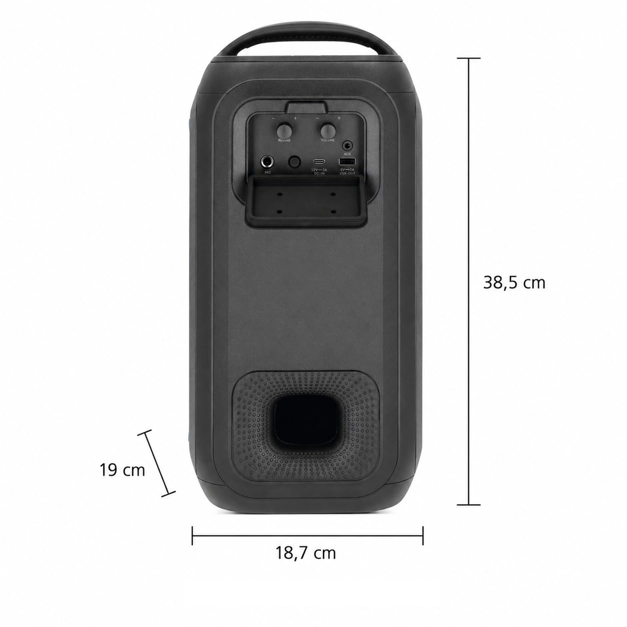 LAUTA WUMMSBOX - 160W Peak Bluetooth Partybox, Musikbox mit 103dB Sound | Bass Boost, True Wireless Stereo, 12 Stunden Akkulaufzeit, LED, IPX4, USB, Mikrofon-Anschluss, 80W RMS Leistung