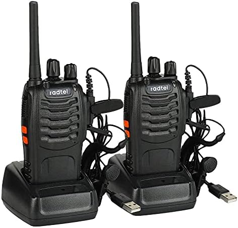 Radtel RT88 Rechargeable FRS Walkie Talkies Long Range Handheld License-Free Two Way Radio 16CH Handsfree USB Charging LED Flashlight with Earpiece (2 Pack)