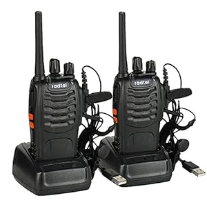 Radtel RT88 PMR 446Mhz Walkie Talkie Ricaricabile 16 Canali Comunicazione Radio Walky Walky Professionale con Tipo USB Ricarica Auricolare VOX per Costruzione Ristorante Supermercato