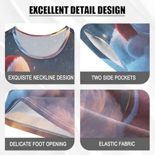 ALAZA Santa Claus Star Cloud Christmas Pajamas Set Short Sleeve Cotton Sleepwear Summer Pjs 2 Piece 5-14Y4