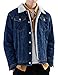 Omoone Men's Lapel Sherpa Fleece Lined Thicken Denim Jean Trucker Jacket Coats (0176-Dark Blue-M)