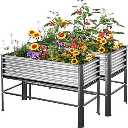 Plastic Raised Garden Beds on Legs: Which Ones Truly Stand Out? 7 Doniks 2PCS Raised Garden Bed with Legs, 48×24×32in Large Outdoor Metal Galvanized Garden Planting Box, 600lb Capacity for Vegetables Lawn Green Flowers, Fruits, Terrace